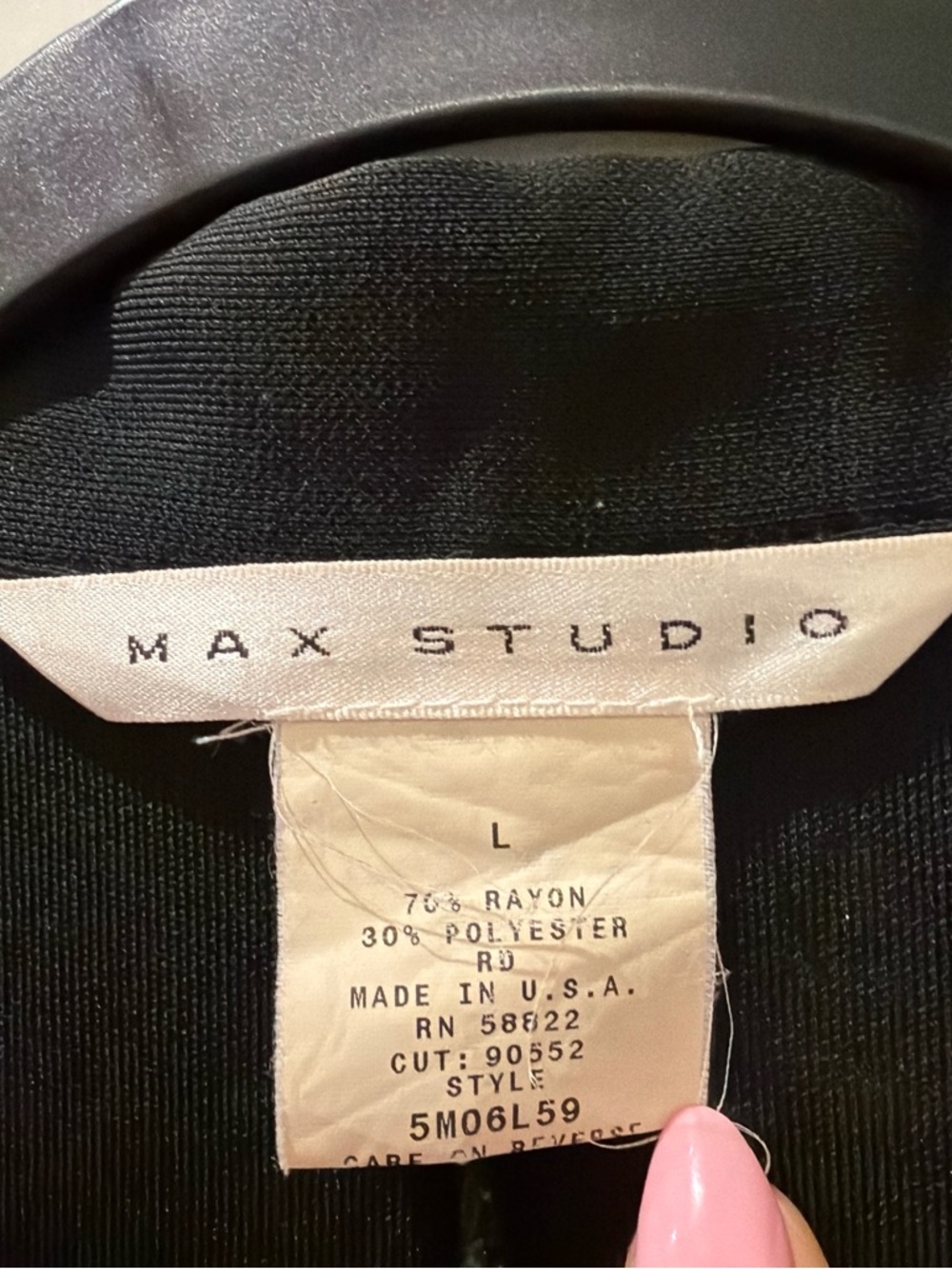 Max Studio Black Top with Branded Neckline - Picture 4 of 6
